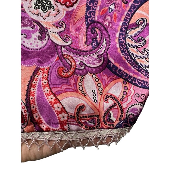 Vintage Y2K  Xhilaration Paisley Satin Midi Skirt Beaded Trim Whimsigoth Medium - Picture 4 of 12